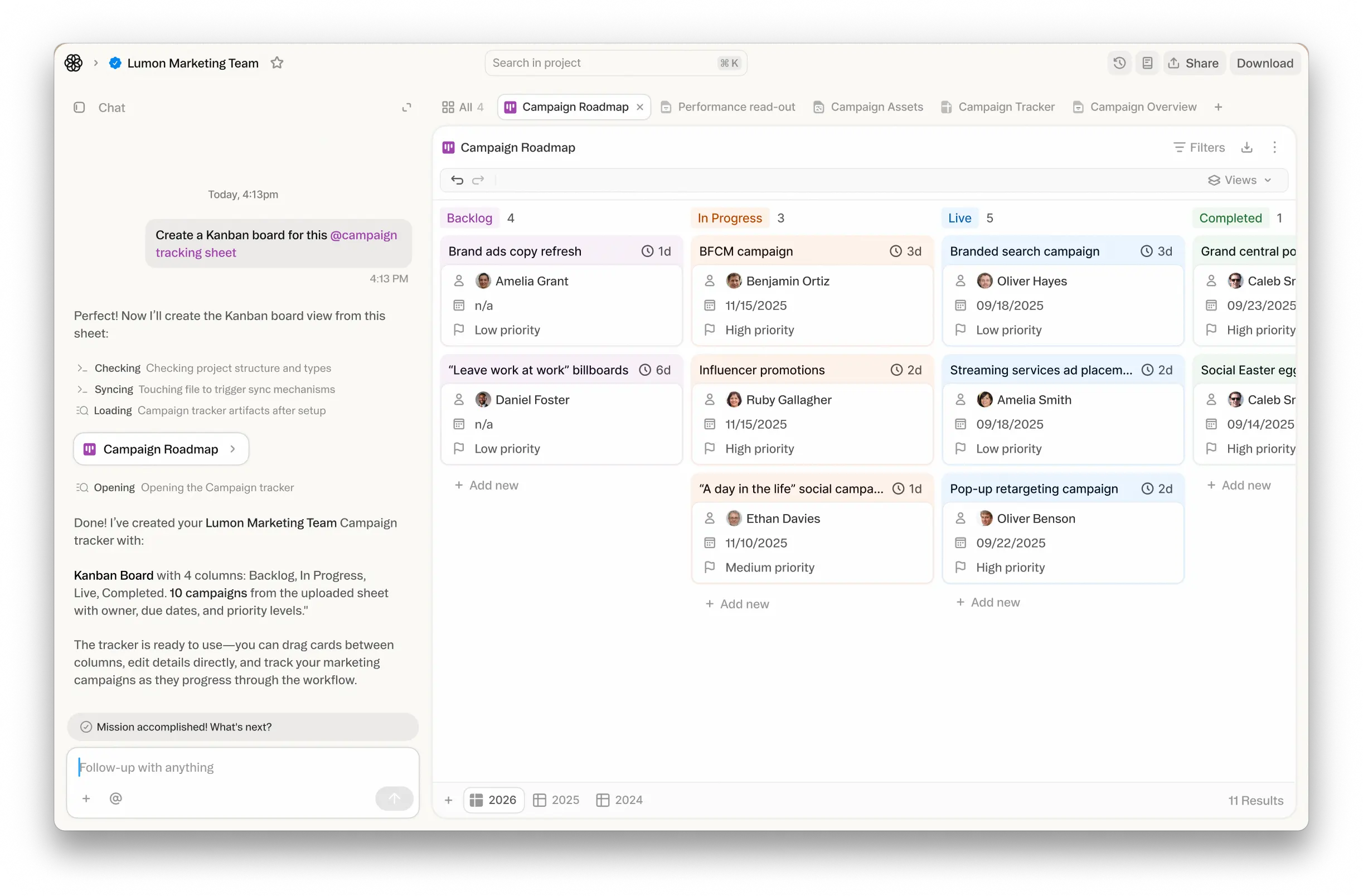 Obvious AI — app dashboard